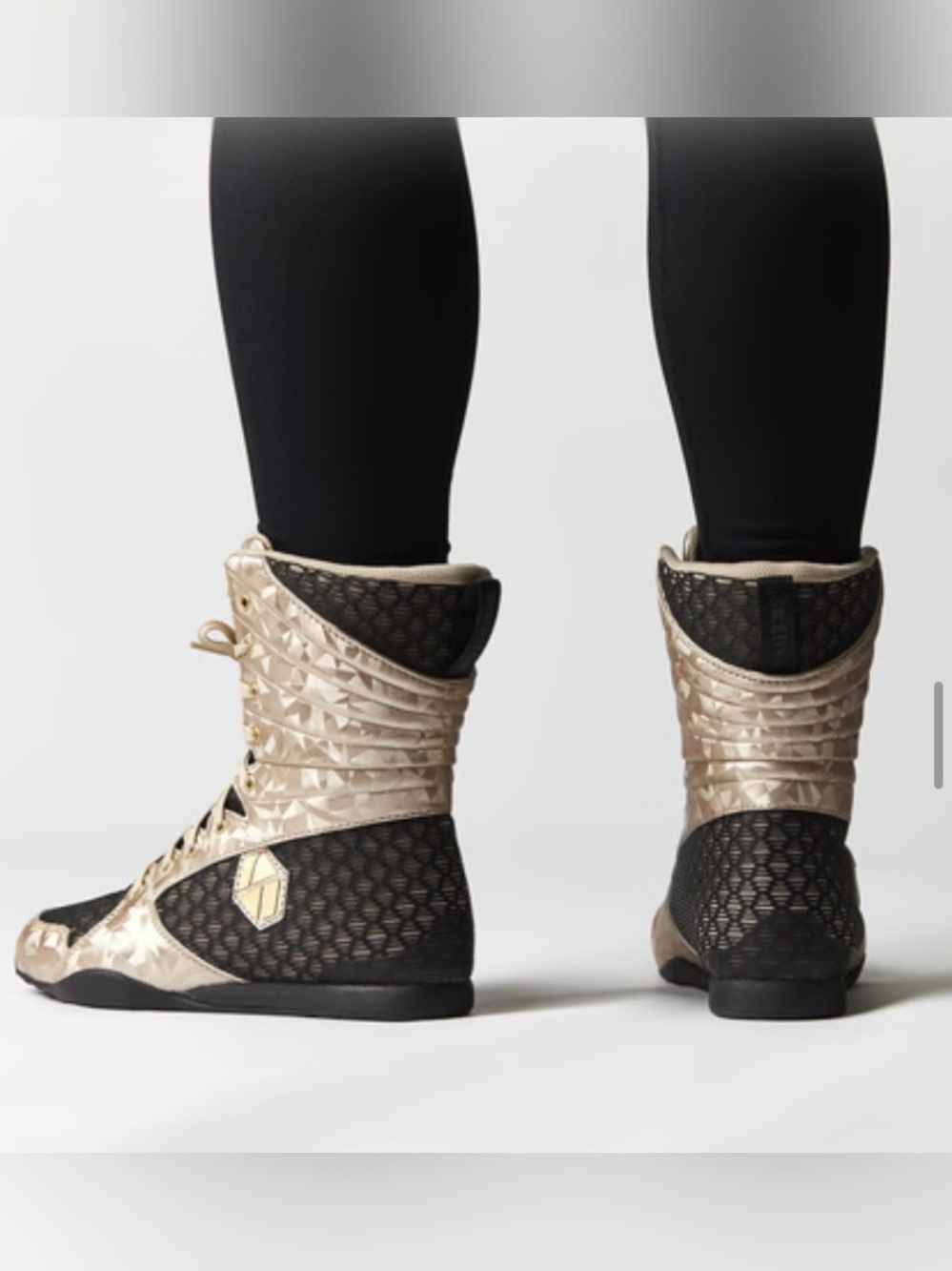 Society Nine Metallic Champagne Black High Top Winter Athletic Sneaker Boots 9